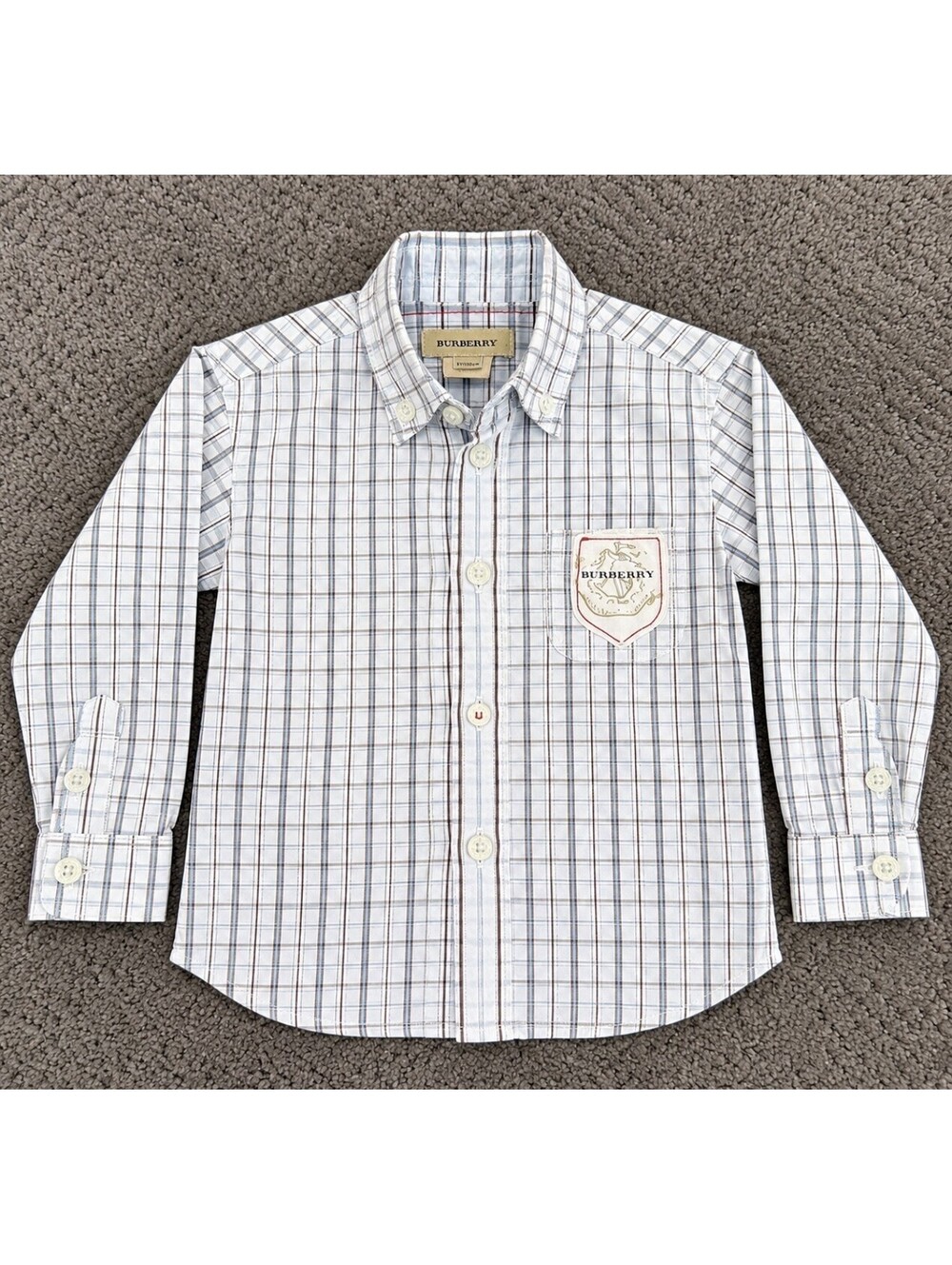 Burberry Kids Boys Plaid Check Long Sleeve Button Down Shirt Size 5Y 110cm